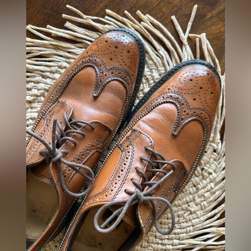 Vintage VTG leather longwings wing tips gunboats 10.5